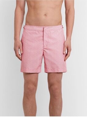 Orlebar Brown OB Classic Bulldog Pink Geo-Print Swim Trunks